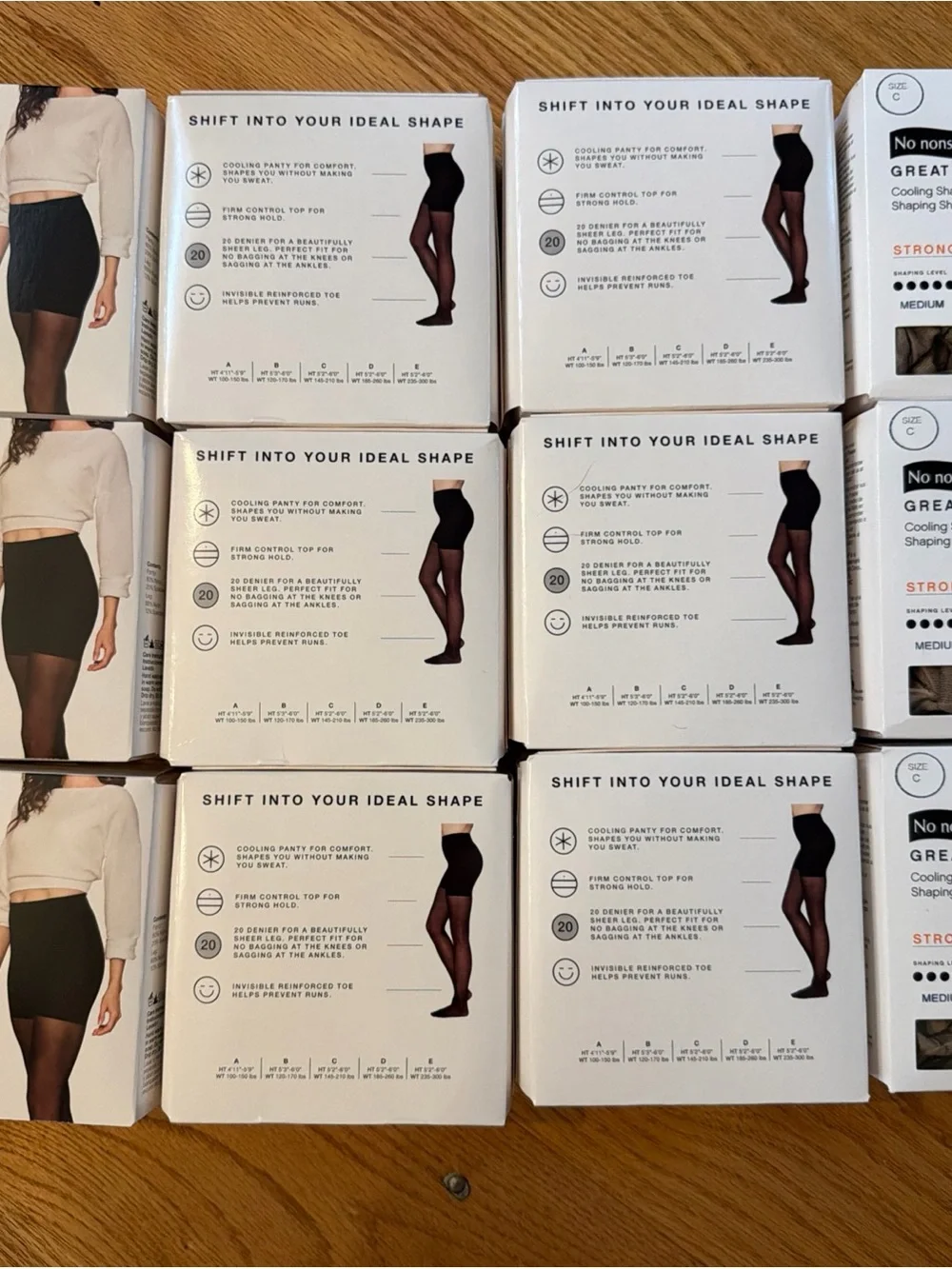 12 Pair No Nonsense Great Shapes Cooling Shaper Panty Tights Pantyhose Size C